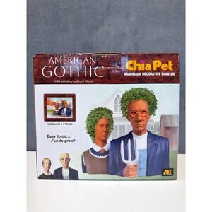 American Gothic Chia Pet Handmade Decorative Planter NEW